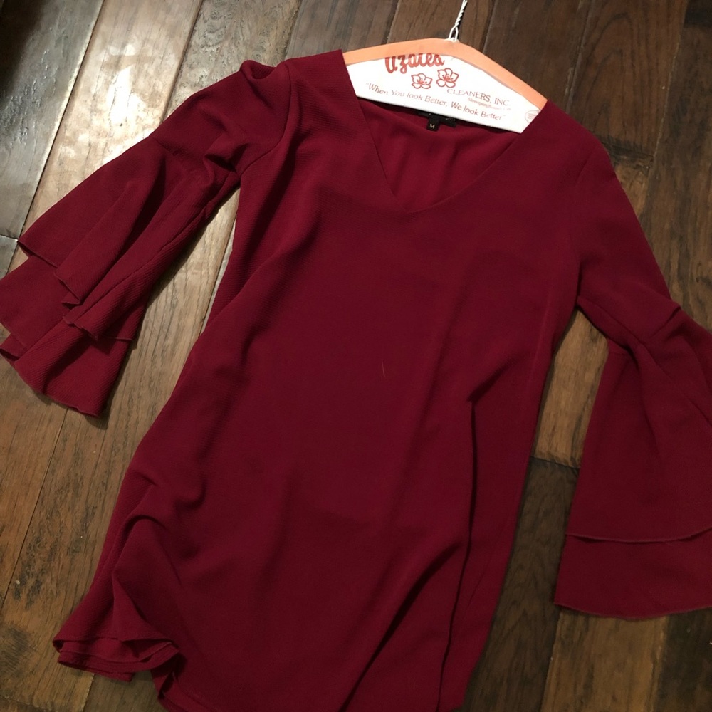 Red Bell Sleeve Dress size Medium - Picture 1 of 1
